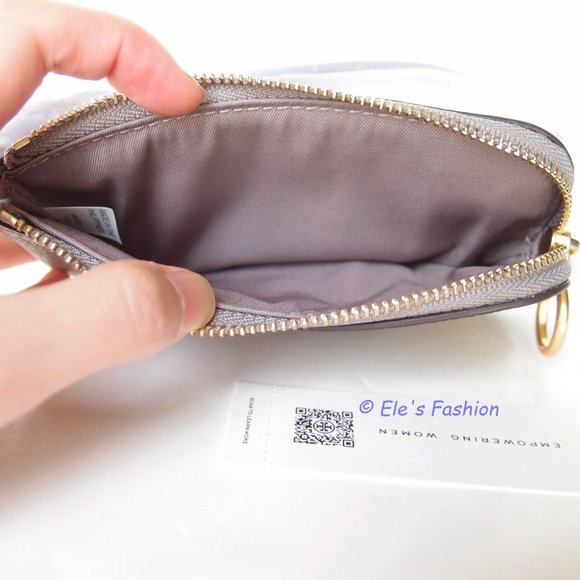NWT Tory Burch Perry Bombe Card Case Small Leather Wristlet Gray Heron - Picture 7 of 13